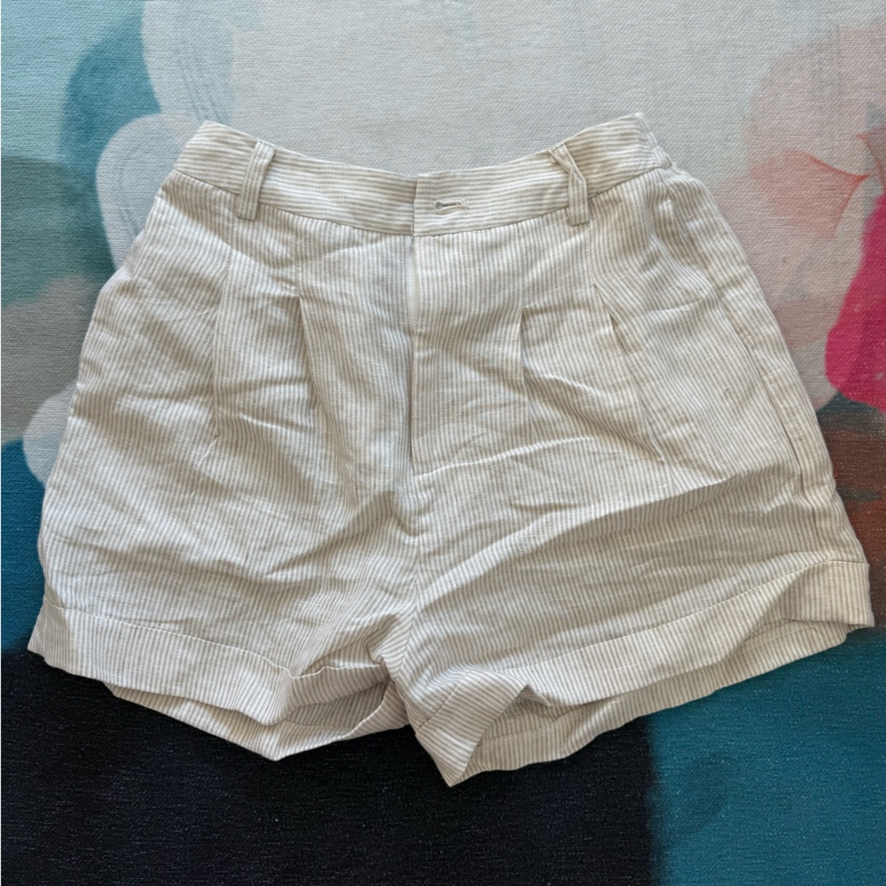 Cream Linen Shorts